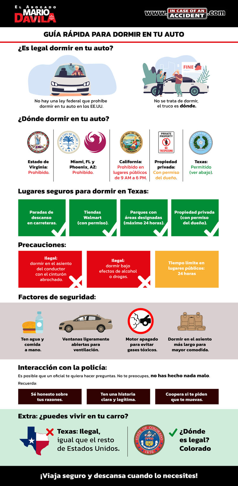 ¿Es ilegal dormir en un coche en Estados Unidos?